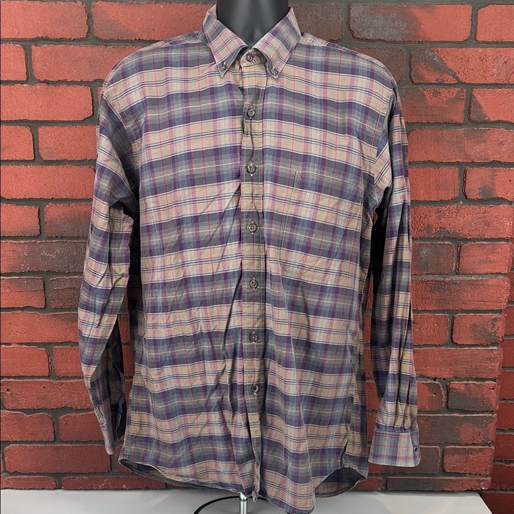 Burberry Shirt Mens Large‎ Plaid Button Down Vintage